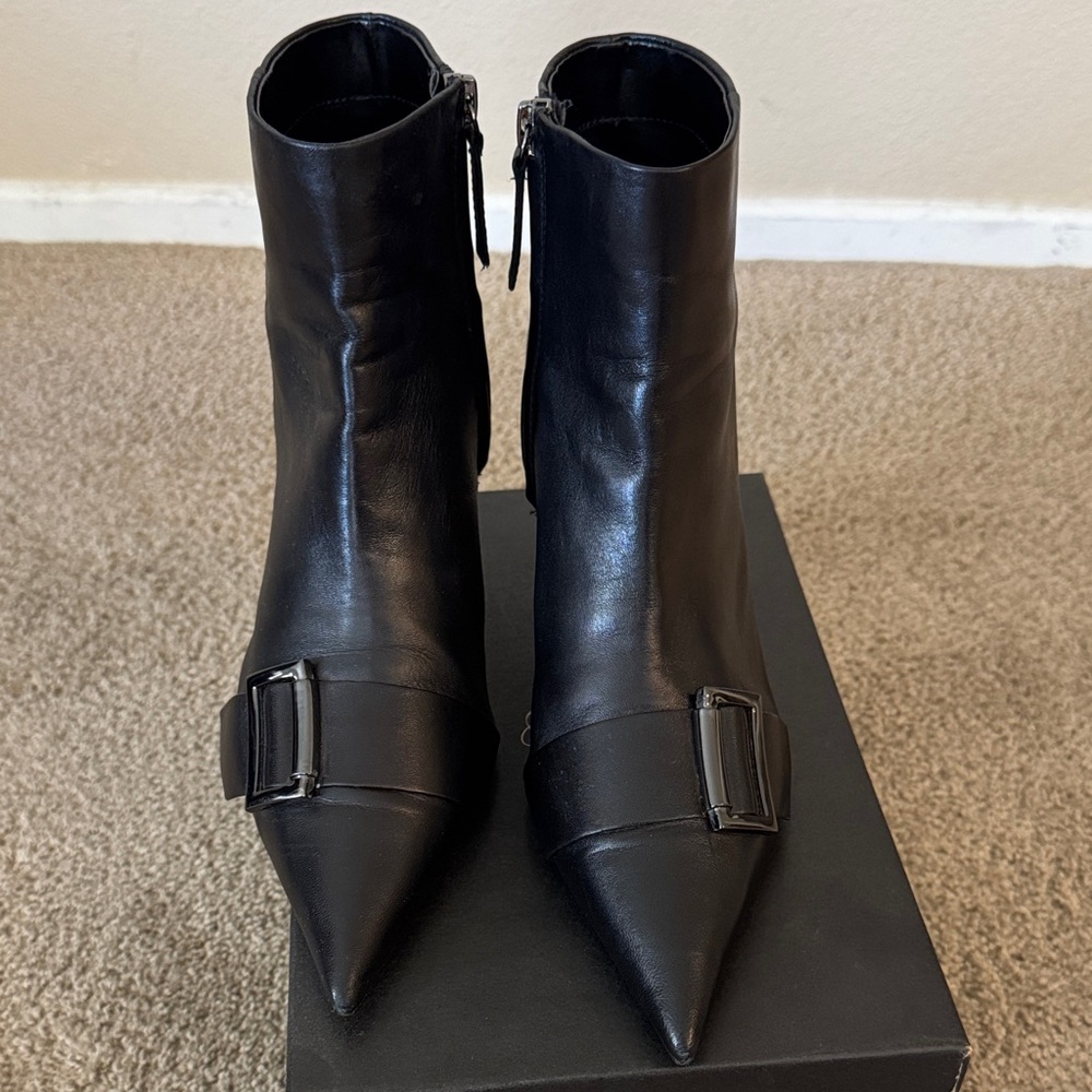 Zara Black Ankle Boots with Buckle Detail
